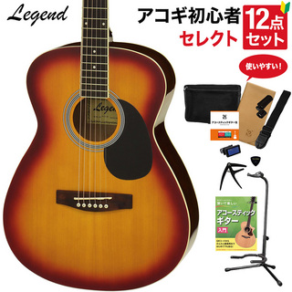 LEGEND FG-15 CS アコースティックギター 教本付きセレクト12点セット 初心者セット OOOサイズ