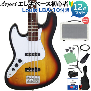 LEGEND LJB-Z L/H 3 Tone Sunburst ベース 初心者12点セット レフトハンド