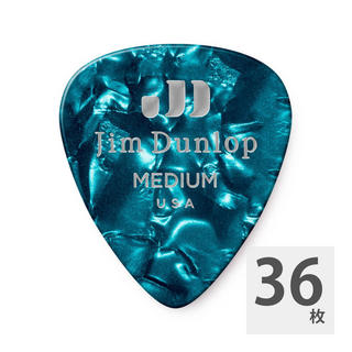 Jim Dunlop483 Genuine Celluloid Turquoise Pearloid Medium ギターピック×36枚