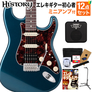 HISTORYHST/SSH-Standard DLB エレキギター初心者12点セット 【ミニアンプ付き】 日本製 ストラトキャスタータイプ