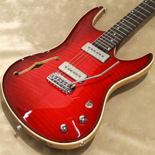 Valenti Guitars Nebula Carved Semihollow, Trans Red Burst