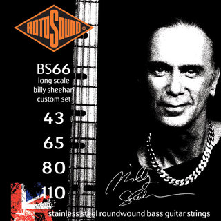 ROTOSOUND Billy Sheehan Signature Sets Custom Stainless Steel Roundwound, BS66 (.043-.110)