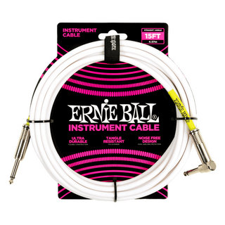 ERNIE BALL アーニーボール 6400 PVC INST 15' SA WH ギターケーブル