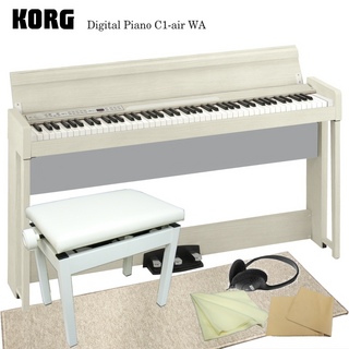 KORG【Bluetooth対応】コルグ 電子ピアノ C1-air アッシュホワイト「ピアノ椅子と防音マット付」C1-air WA