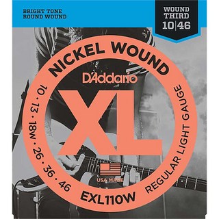 D'AddarioXL Nickel Electric Guitar Strings  EXL110W (Regular Light， Wound 3rd/10-46)