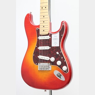 Fender 2024 Collection, Made in Japan Hybrid II Stratocaster / Flame Sunset Orange Transparent