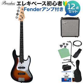 BacchusWJB-Mini 3TS ベース 初心者12点セット 【Fenderアンプ付】 ジャズベースタイプ ミニサイズ