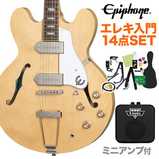 EpiphoneCasino Natural エレキギター初心者14点セット 【ミニアンプ付き】 フルアコ カジノ