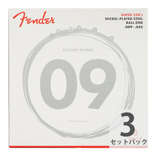 Fender フェンダー Super 250's Nickel-Plated Steel 250L Light 09-42 3 pack エレキギター弦