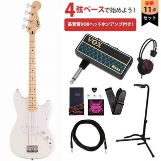 Squier by Fender Sonic Bronco Bass Maple Fingerboard White Pickguard Arctic White VOXヘッドホンアンプ付属エレキベース