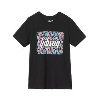 GibsonGA-TEE-FLRL-BLK-SM Floral Block Logo Tee (Black) Small ギブソン Tシャツ Sサイズ【WEBSHOP】