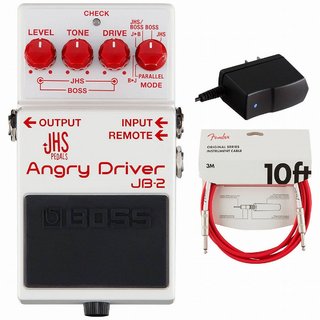 BOSSJB-2 Angry Driver 純正アダプターPSA-100S2+Fenderケーブル(Fiesta Red/3m) 同時購入セット【WEBSHOP】