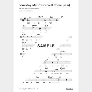 楽譜Someday My Prince Will Come（移調バージョン in A）