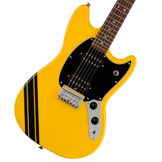 Squier by FenderFSR Bullet Competition Mustang HH Laurel Fingerboard Black Pickguard Graffiti Yellow with Black Stri