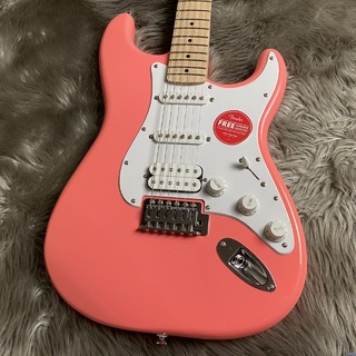 Squier by Fender SONIC STRATOCASTER HSS Maple Fingerboard White Pickguard Tahitian Coral【現物画像】