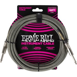 ERNIE BALL Braided Instrument Cable 18ft S/S (Silver Fox) [#6433]