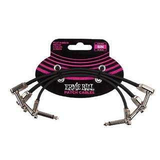ERNIE BALL FLAT RIBBON PATCH CABLE 6INCH(15.24cm) - BLACK - 3 PACK