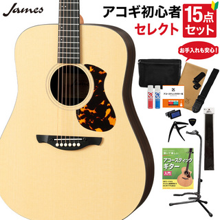 JamesJ-1D アコースティックギター セレクト15点セット 初心者セット 簡単弦高調整 ドレッドノート