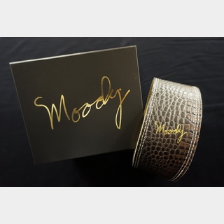 moody 2.5" FAUX GATOR LEATHER BACKED GUITAR STRAP - DARK BROWN/CREAM Standard【同梱可能】