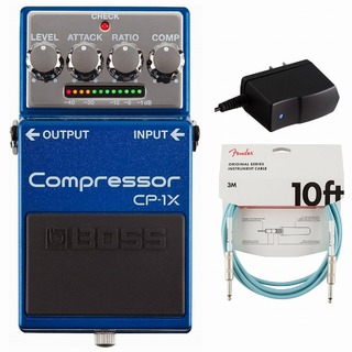 BOSS CP-1X Compressor コンプレッサー 純正アダプターPSA-100S2+Fenderケーブル(Daphne Blue/3m) 同時購入セッ