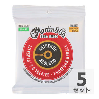 Martin MA530T Treated with Lifespan Phospher Bronze Extra Light アコースティックギター弦×5セット