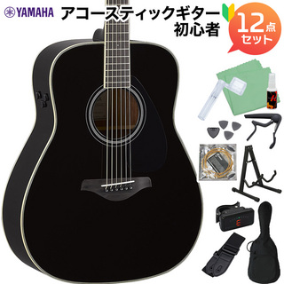 YAMAHATrans Acoustic FG-TA Black トランスアコースティックギター初心者12点セット (エレアコ) 生音エフェクト