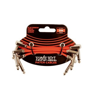 ERNIE BALL FLAT RIBBON PATCH CABLE 3IN #6401 - RED - 3 PACK