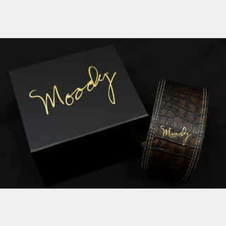 moody Leather Backed 2.5" Faux Gator Guitar Strap - Dark Brown / Cream【送料無料!】