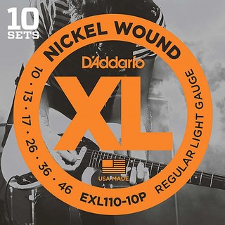 D'Addario XL Nickel Multi-Packs Electric Guitar Strings EXL110-10P [10 Set Pack]