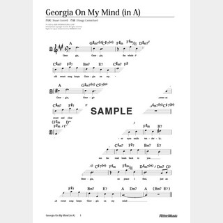 楽譜 Georgia On My Mind（移調バージョン in A）