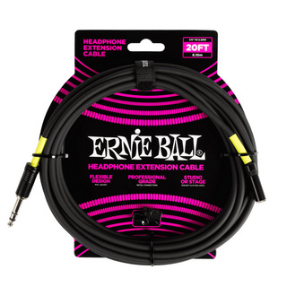 ERNIE BALL P06423 1/4 TO 3.5MM 20FT BLACK ヘッドホン・エクステンション・ケーブル 延長用ヘッドフォンケーブル