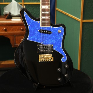 D'Angelico Deluxe Bedford Black with Blue Pearl Pickguard and Tremolo