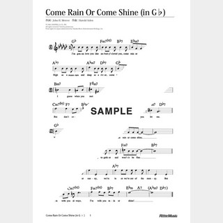楽譜Come Rain Or Come Shine（in G♭）