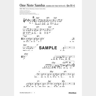 楽譜One Note Samba <SAMBA DE UMA NOTA SO>（in B♭ / 原曲キ…