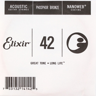 Elixirエリクサー 14142 042弦 アコースティックギター用 バラ弦 NANOWEB フォスファーブロンズ×4本