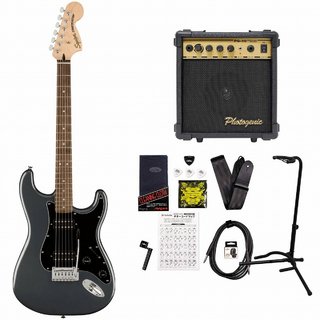 Squier by FenderAffinity Series Stratocaster HH Laurel Black PG Charcoal Frost Metallic PG-10アンプ付属エレキギター