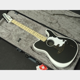 Fender Jack White Triplesonic Acoustasonic Telecaste Satin Arctic White with Black Top