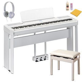 YAMAHAP-525WH [専用スタンド+ペダルユニット ヘッドホン(HPH-50) 高低自在椅子セット] 電子ピアノ 【WEBSHOP】
