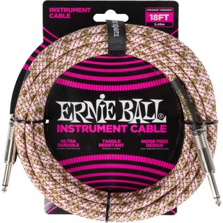 ERNIE BALL Braided Instrument Cable 18ft S/S (Emerald Argyle) [#6430]