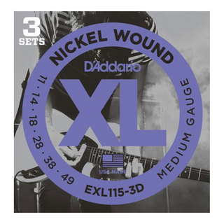 D'Addario ダダリオ EXL115-3D エレキギター弦/3セットパック