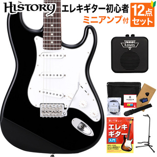HISTORYHST-Standard BLK Black エレキギター 初心者12点セット ミニアンプ付