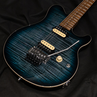 MUSIC MAN AXIS  Yucatan Blue Flame Roasted Maple Neck