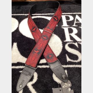 Paul Reed Smith(PRS) PRS 2” Guitar Strap, Custom Jacquard Birds Fleur, Red