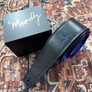 moody 2.5" Suade Backed Guitar Strap - Black/Blue Standard