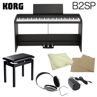 KORG B2SP ブラック「ヘッドホン&昇降椅子付」電子ピアノ■専用スタンド&3本ペダルユニット付き