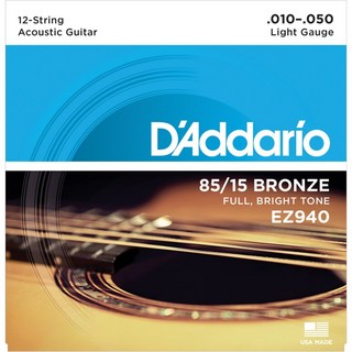 D'Addario 85/15 American Bronze EZ940 (12-String Light/10-50)