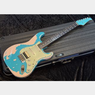 Xotic XSC-2 Seaform Green over Shell Pink - Matching SFG Headstock, Super Heavy Aging #3698