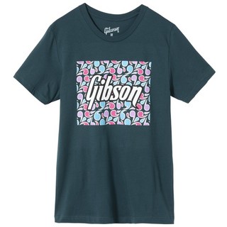 Gibson Floral Block Logo Tee (Blue/Mサイズ) [GA-TEE-FLRL-BLU-MD]