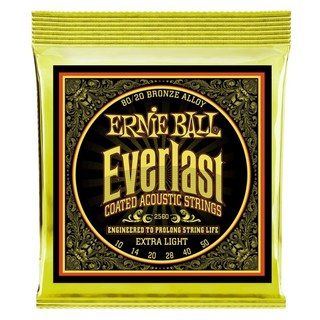 ERNIE BALL Everlast Coated 80/20 Bronze Alloy Acoustic Strings (#2560 Everlast Coated EXTRA LIGHT)