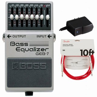 BOSSGEB-7 Bass Equalizer ベースイコライザー 純正アダプターPSA-100S2+Fenderケーブル(Fiesta Red/3m) 同時購